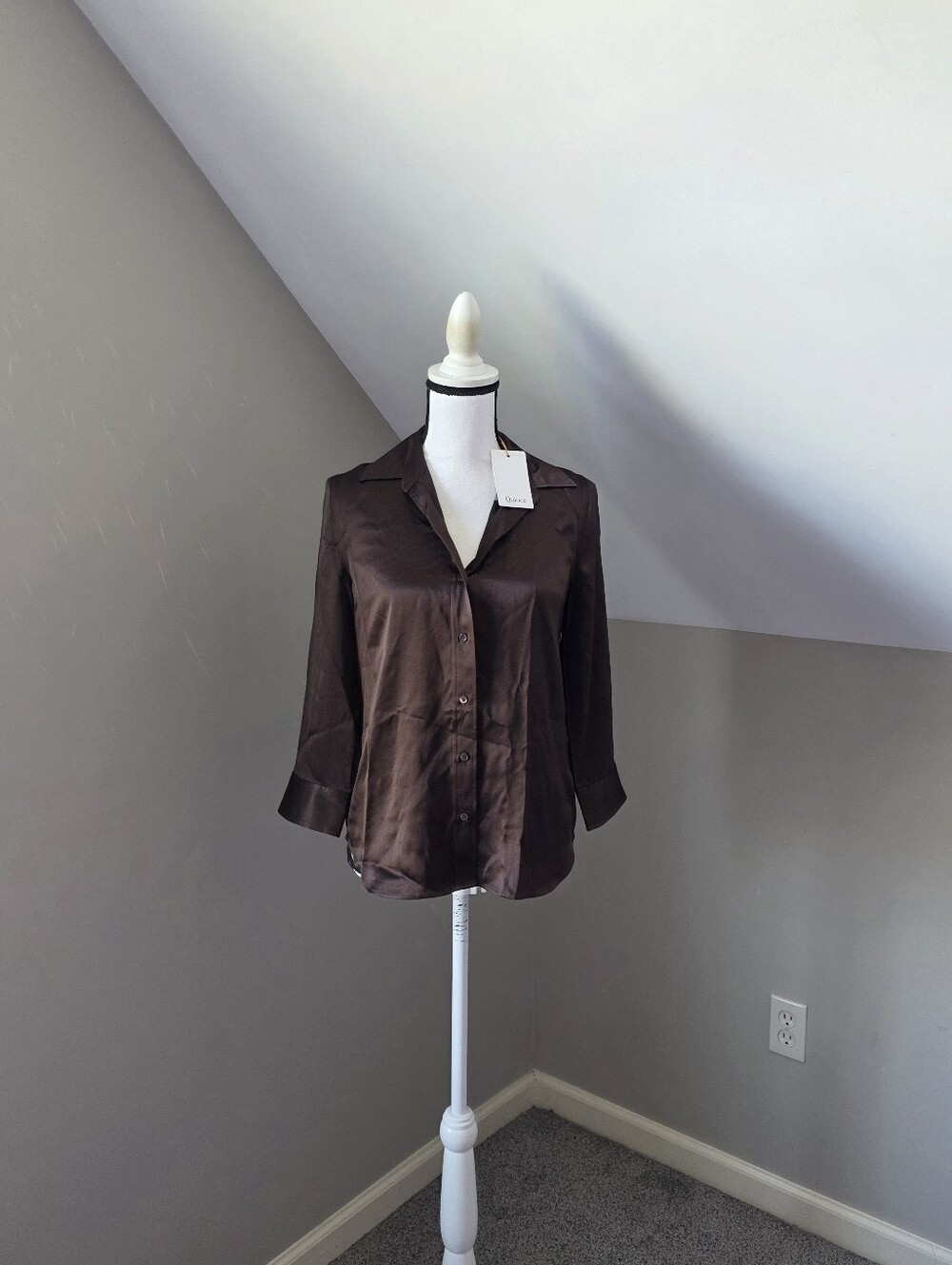 Quince Washable Silk Three Quarter Sleeve Shirt